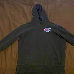 Kids Black Champion hoodie. Size- Youth XL. Good condition with no stains!